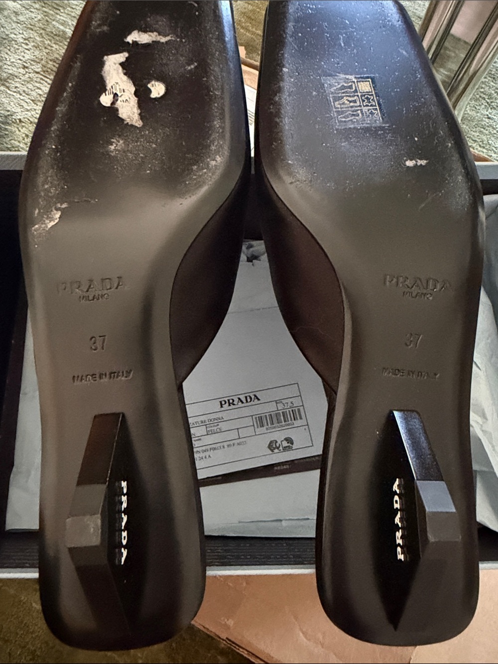 Prada Black Leather Square-Toe Mules - Picture 5 of 5